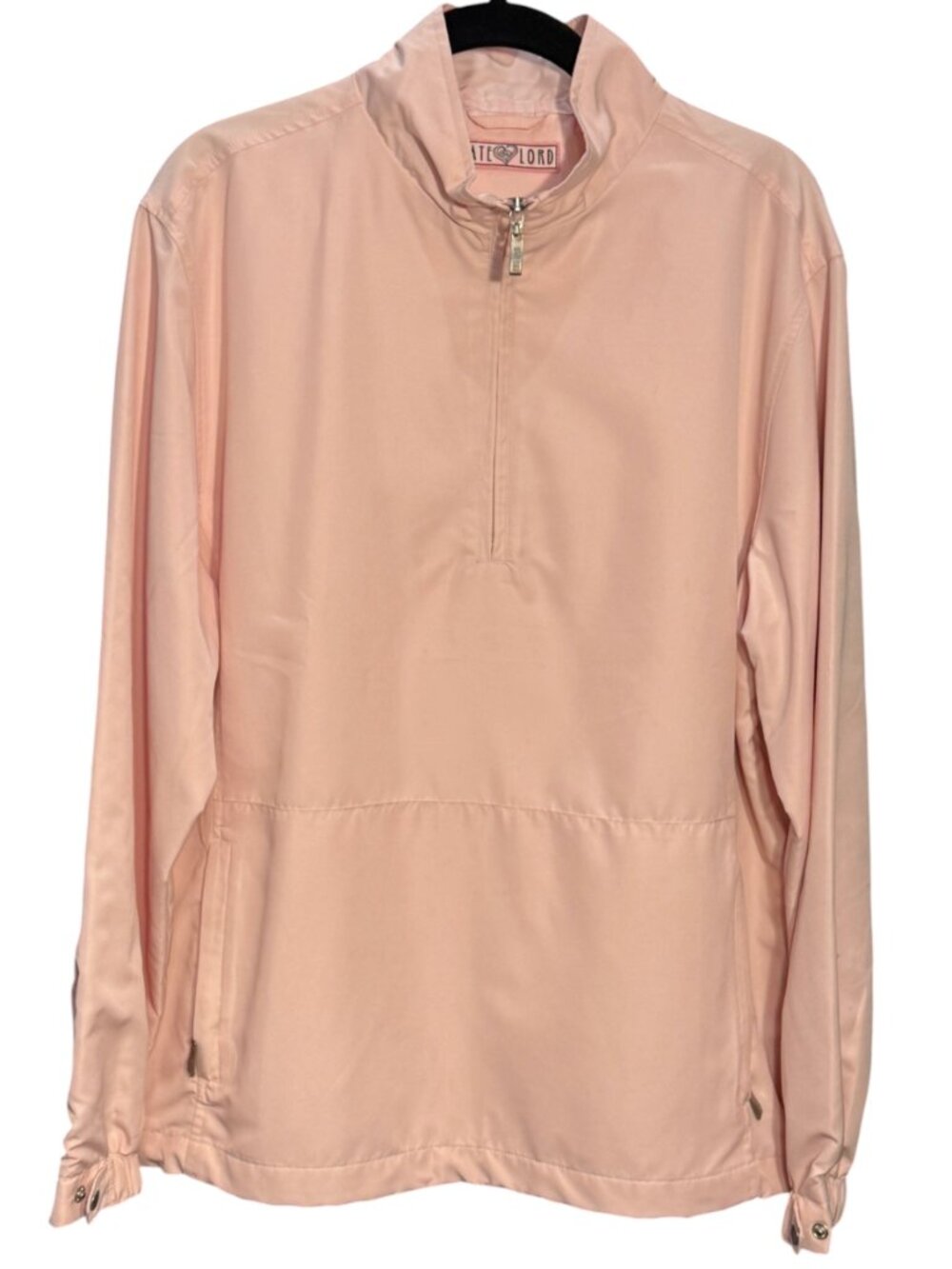 Sz L Kate Lord Golf Pink Pullover 3/4 Zip Windbreaker